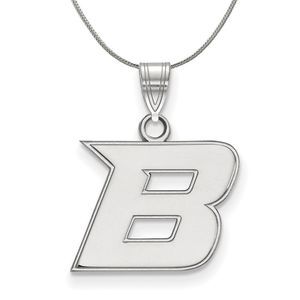 Sterling Silver Boise State Small Initial B Necklace - 16 Inch
